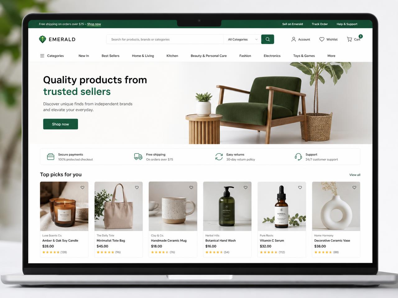 Multi-vendor marketplace storefront built with KeynoStore